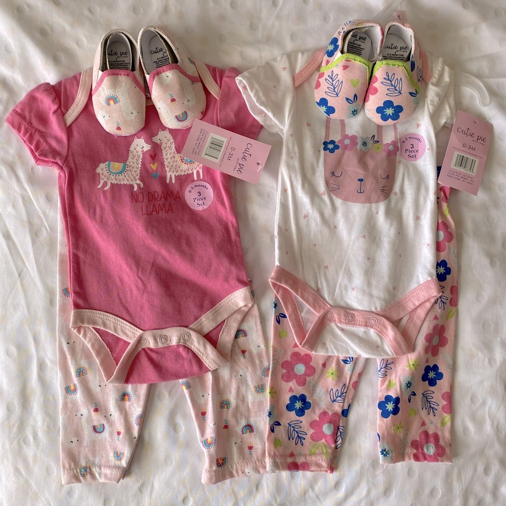 Cutie Pie 3 Piece Sets 0-3 months NWT